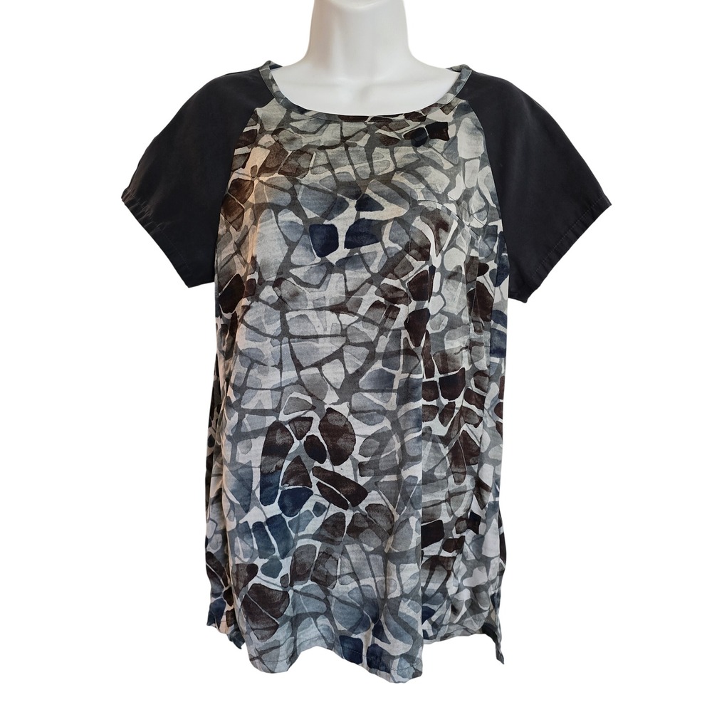 Simply Vera Vera Wang Abstract Print Raglanโ Short Sleeve Top Women Size M /0495